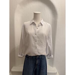 White J Jill Soft Gauze Cotton Button Up - size Petite Small
